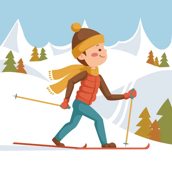 Atleta en una carrera de esquí — Archivo Imágenes Vectoriales