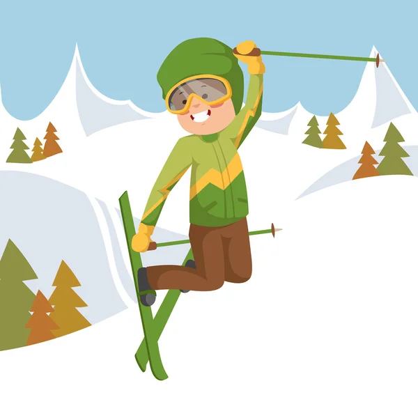 Junge fährt auf Skiern — Stockvektor