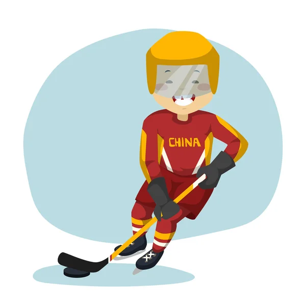 Joueur de hockey chinois — Image vectorielle