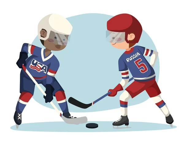 Twee hockeyspelers op het ijs — Stockvector