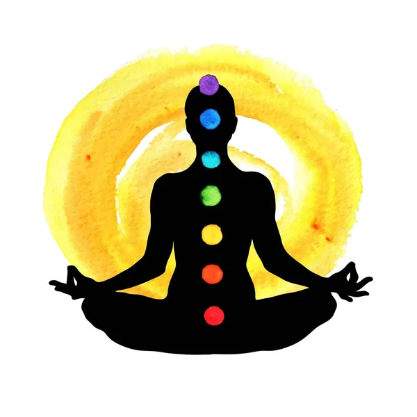 Meditation, aura and chakras. — Stock Vector