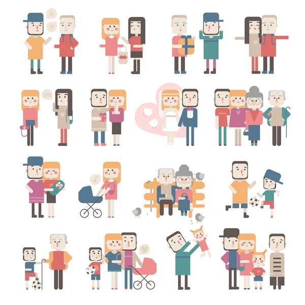 Conjunto de imágenes vectoriales de parejas — Vector de stock