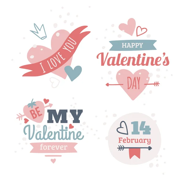 Ensemble d'insignes et d'étiquettes pour la Saint-Valentin — Image vectorielle