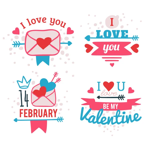 Valentine cartas de amor — Vetor de Stock