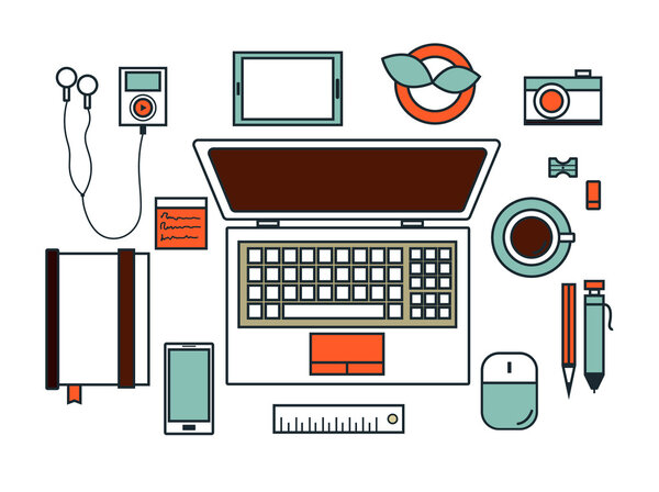 Современный офисный интерьер с дизайнерским столом
