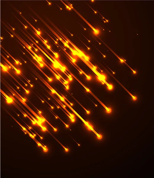 Narancssárga neon fény sugarai — Stock Vector
