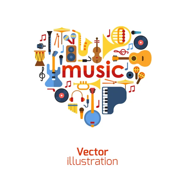 Musica Cuore impostato — Vettoriale Stock