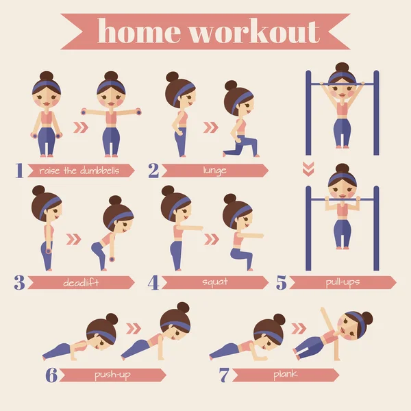 Mujer sport and fitness infografías . — Vector de stock