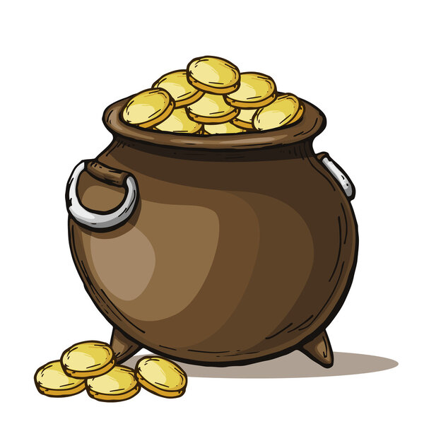 Golden pot full of gold coins
