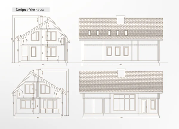 Proyecto de casa arquitectónica — Vector de stock