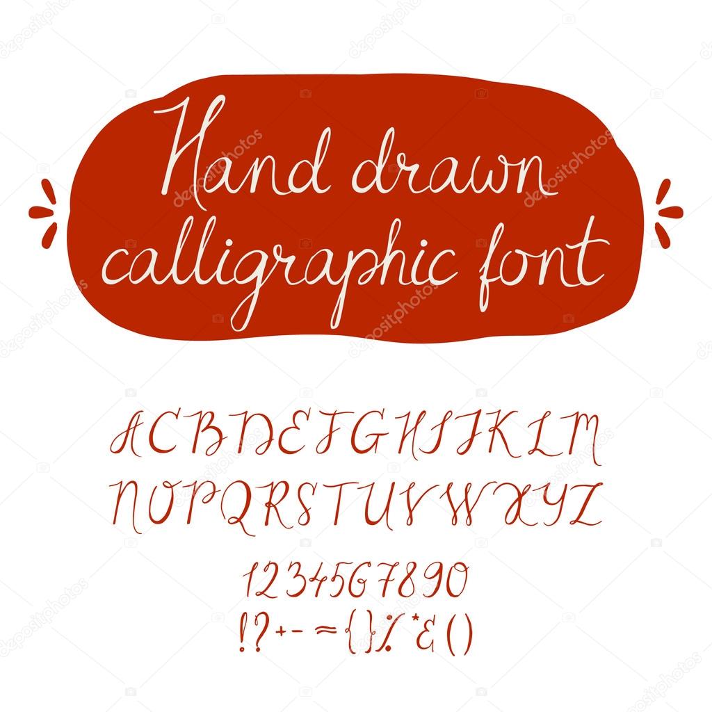 Hand drawn calligraphic font