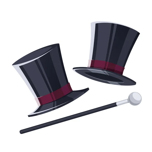 Top hat with a cane — Stock Vector