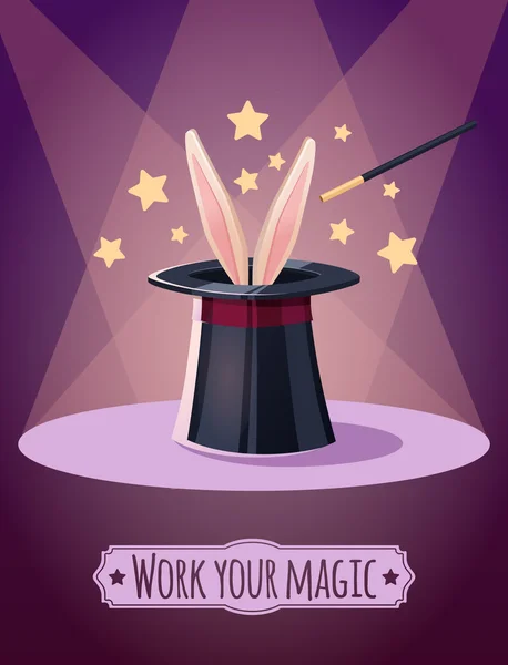 Magic top hat with rabbit — Stock Vector