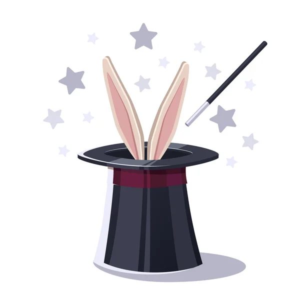 Tavşan ile sihirli üst şapka — Stok Vektör