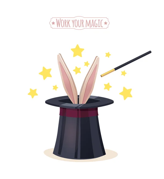 Magic top hat with rabbit — Stock Vector