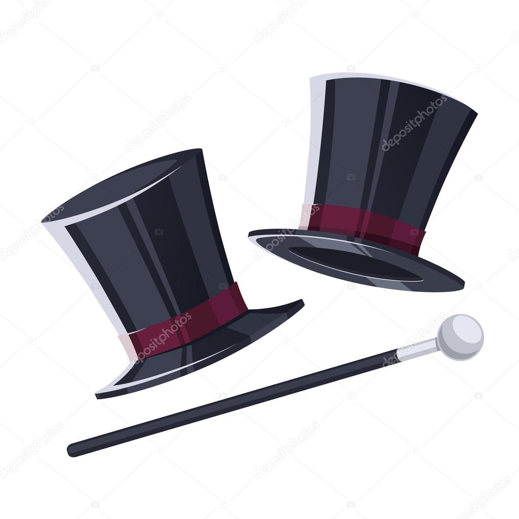 Top hat with a cane