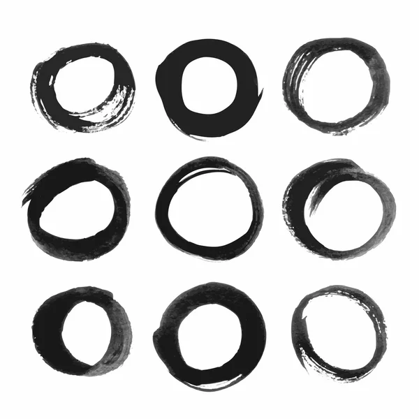 Μαύροι κύκλοι ακουαρέλα — Διανυσματικό Αρχείο