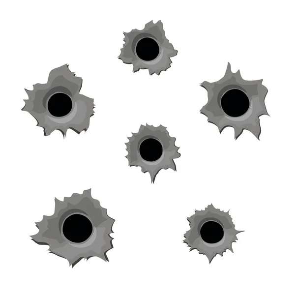 Bullet holes on white — Stock Vector