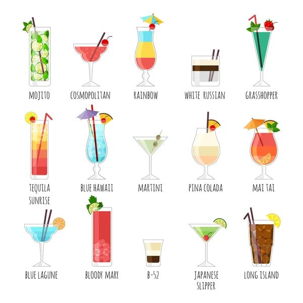 Ensemble de cocktail sur blanc — Image vectorielle