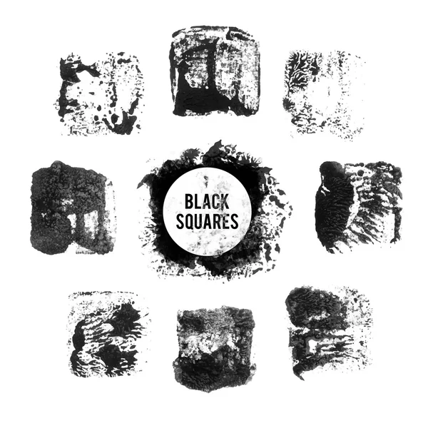 Zwarte aquarel vierkantjes — Stockvector
