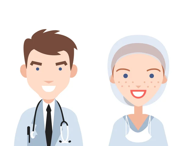 Улыбающийся доктор и медсестра — стоковый вектор