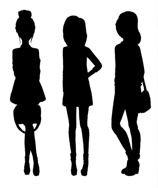 Silhouetten van modieuze meisjes — Stockvector