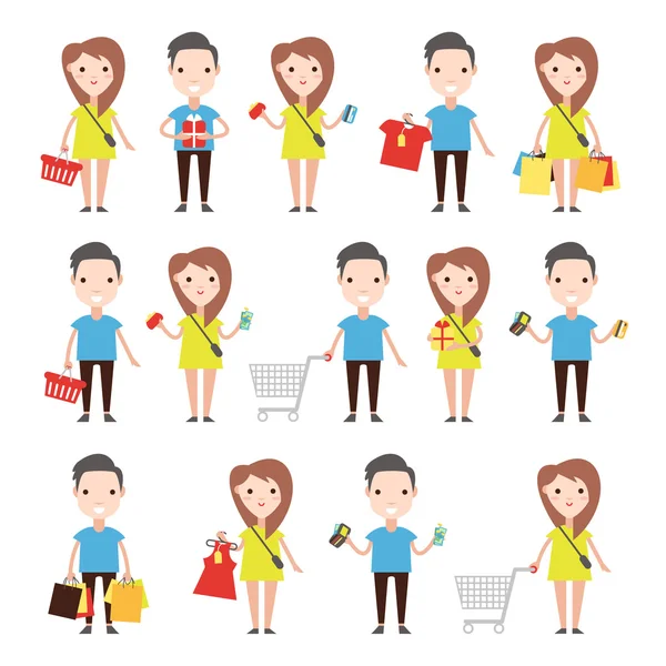 People in the store icons — Stock Vector