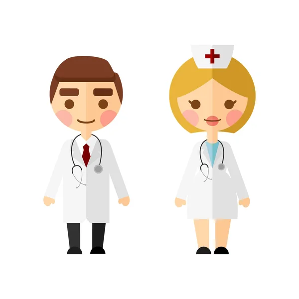 Médico sonriente y enfermera — Vector de stock