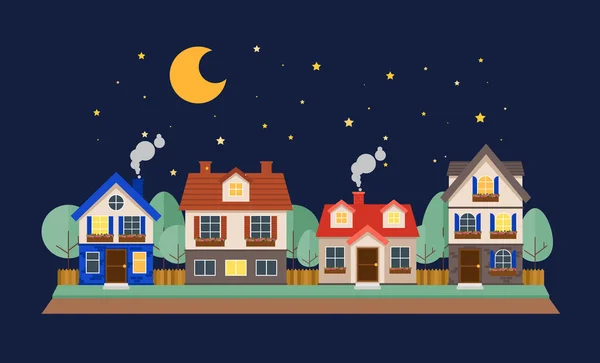 Paisaje noche ciudad — Vector de stock