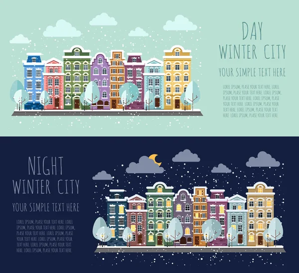 Staden i vinter banners — Stock vektor