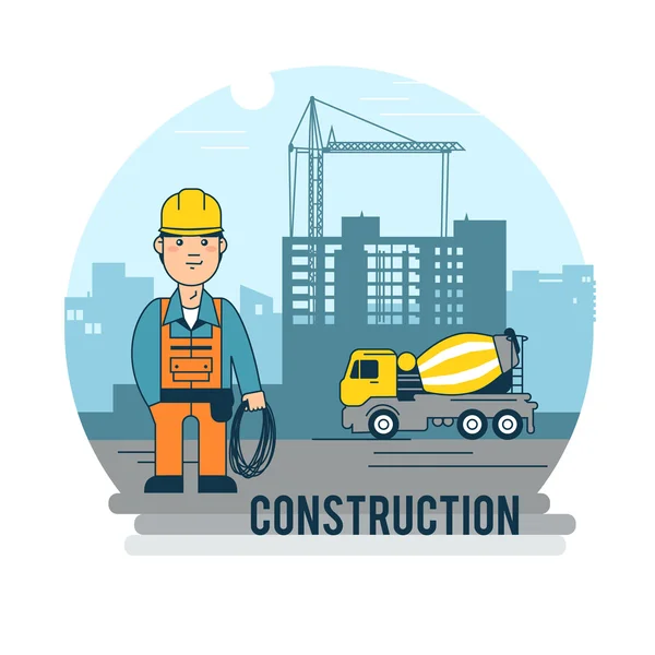 Worker on the construction site — Stock Vector