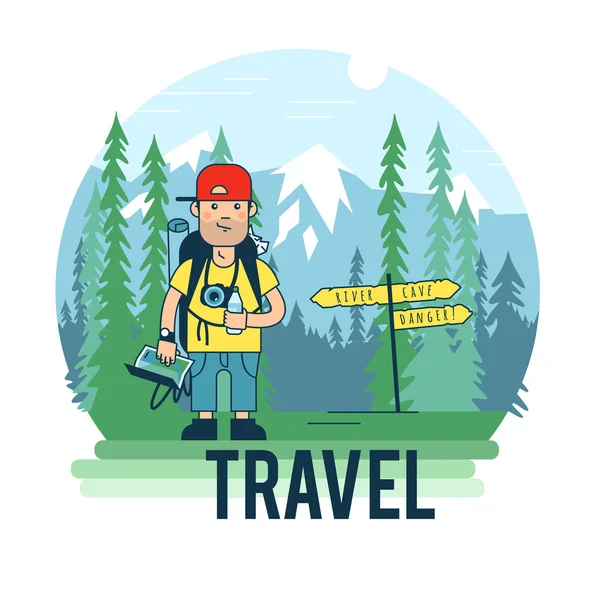 Tourist in the national park — Stock Vector