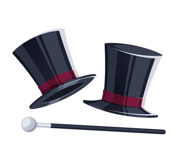 Top hat with a cane — Stock Vector