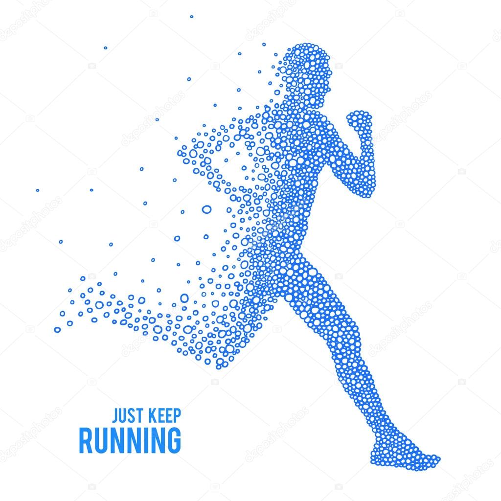 Running man with blue circles