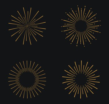 Elle çizilmiş sunbursts