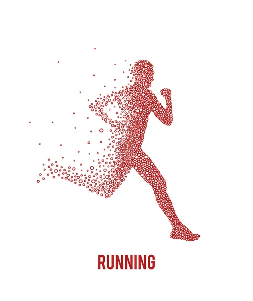 Hombre corriendo con círculos rosados — Vector de stock