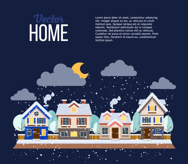 European village night — Stock Vector