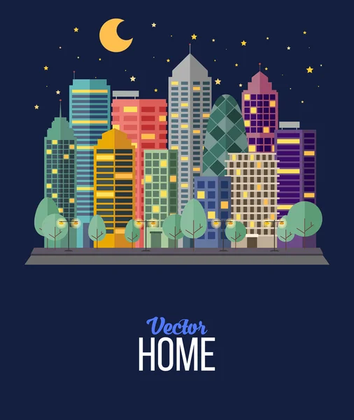 Gran ciudad de noche — Vector de stock