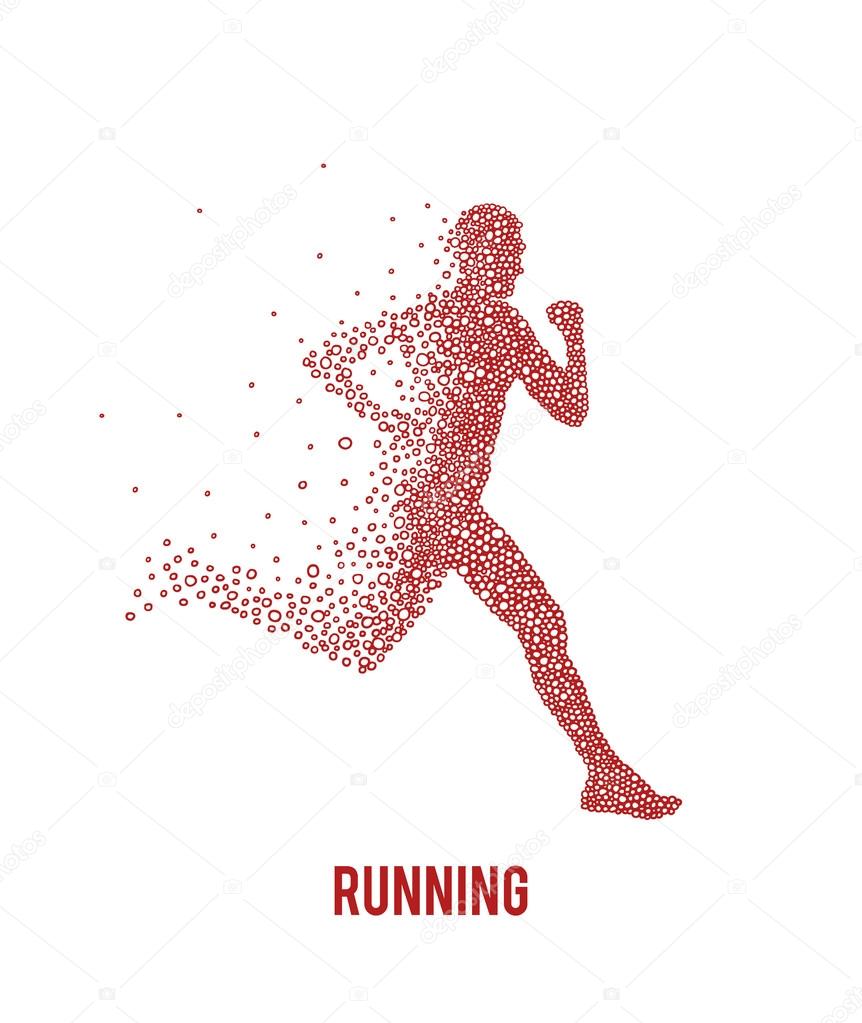 Running man with pink circles