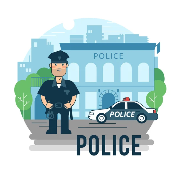Concept policeman at work — Stock Vector