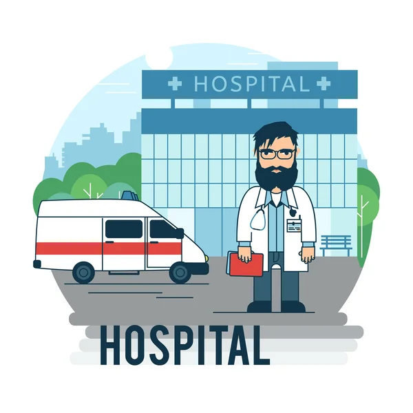 O médico está na imagem do hospital. . —  Vetores de Stock