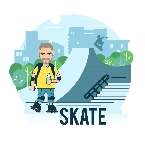 El tipo de los patines — Vector de stock