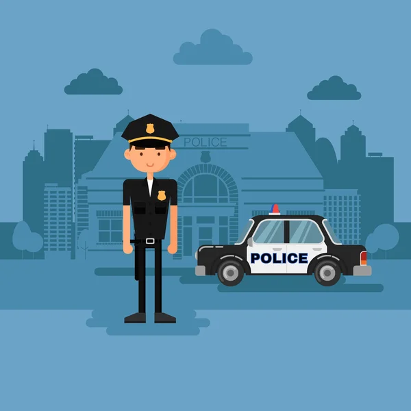 Concept policeman at work — Stock Vector