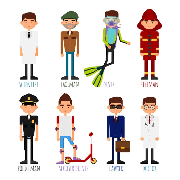 Personas de diferentes profesiones y aficiones . — Vector de stock