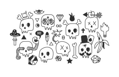 kafatasları farklı şekiller içeren deseni