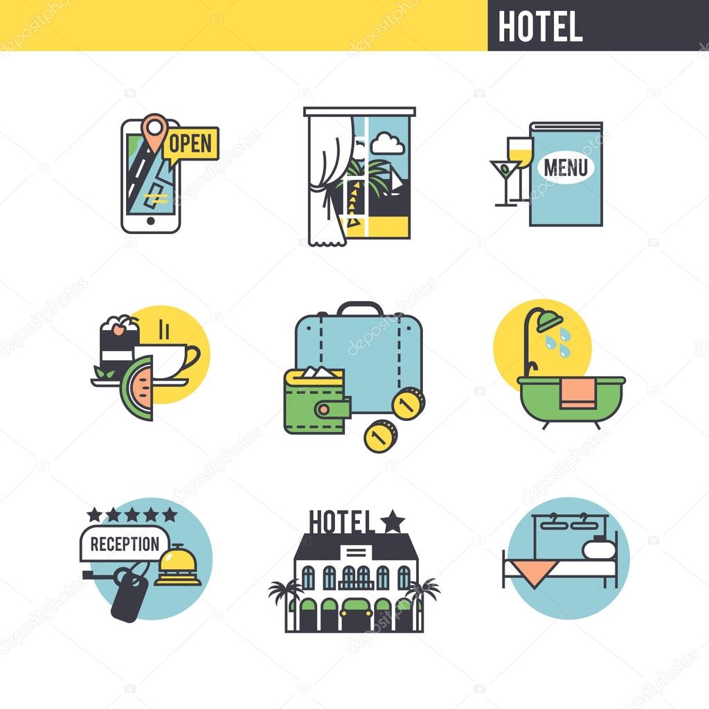 Hotel color Icons set