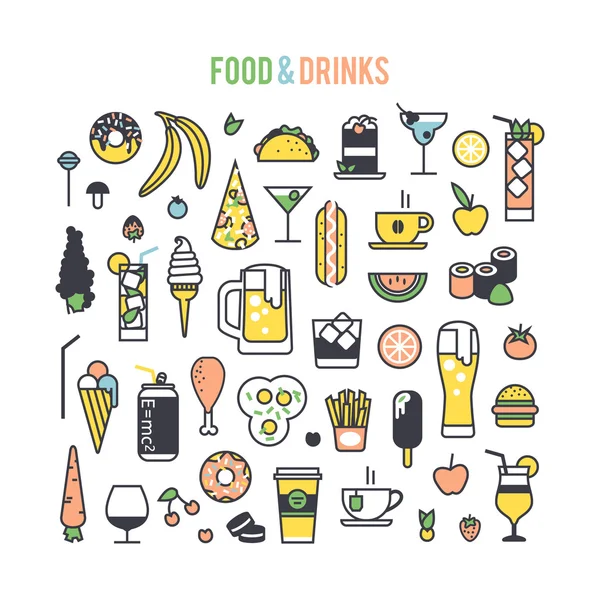 Definir ícones alimentos e bebidas . —  Vetores de Stock