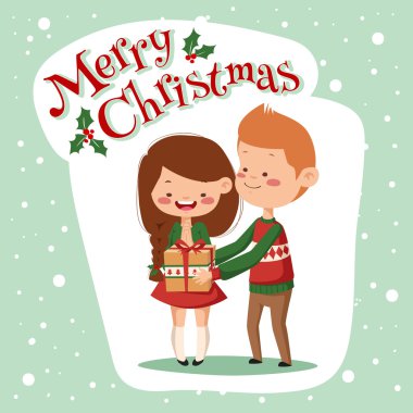 Çocuk Noel hediye t verir