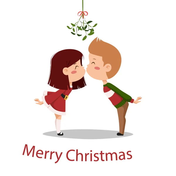 Couple kissing under mistletoe — Stock Vector