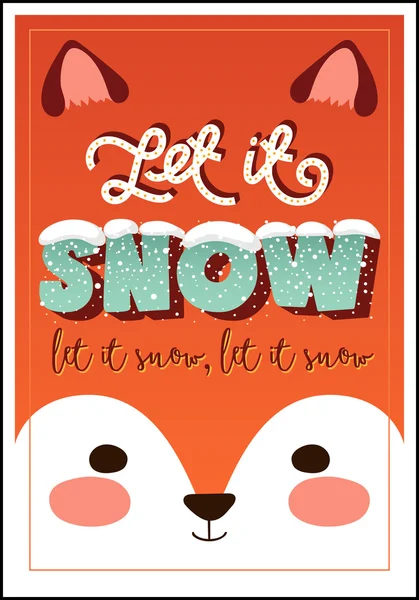 Χριστούγεννα αφίσα αλεπού — Διανυσματικό Αρχείο